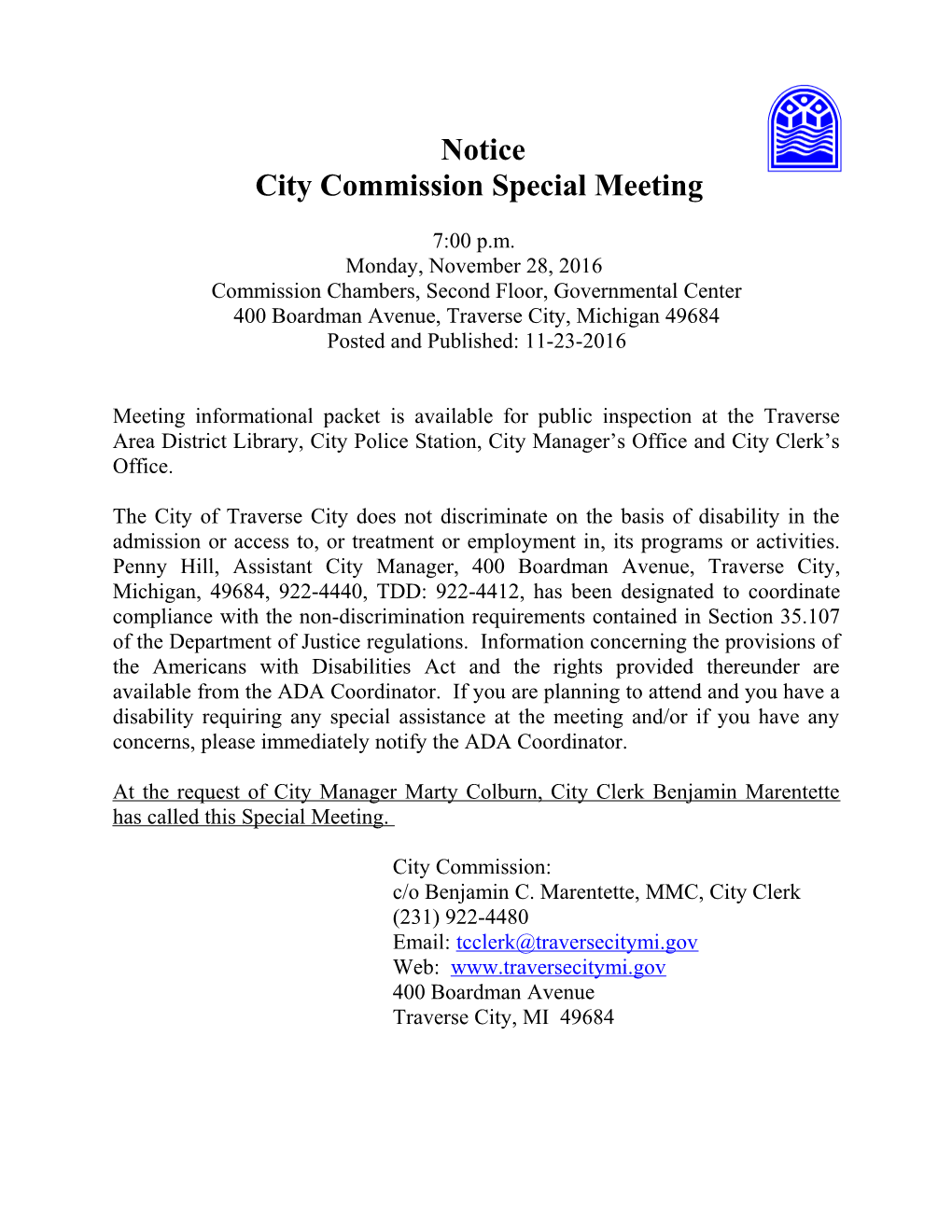 City Commission Special Meeting