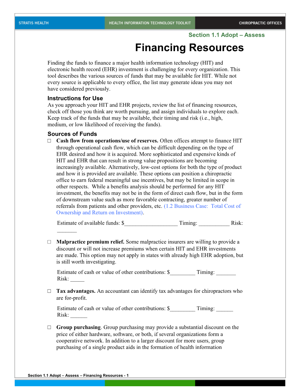 Financing Resources