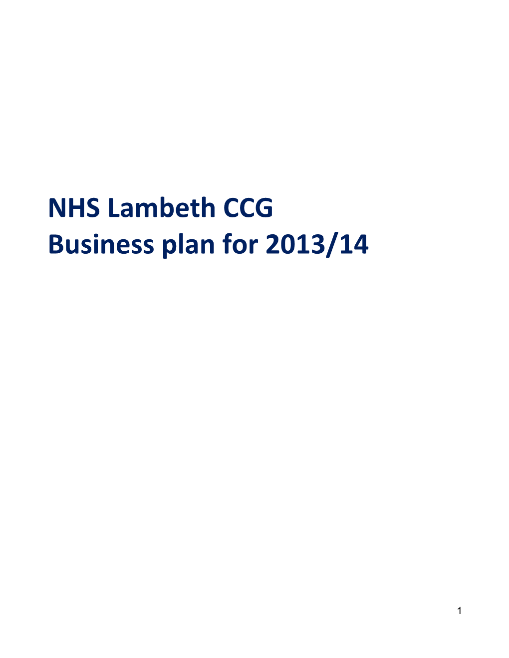 Business Plan for 2013/14