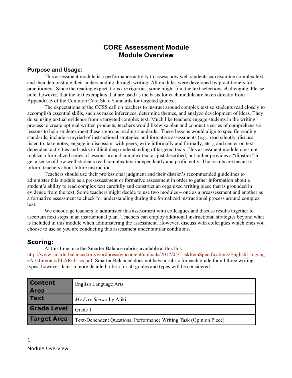 CORE Assessment Module