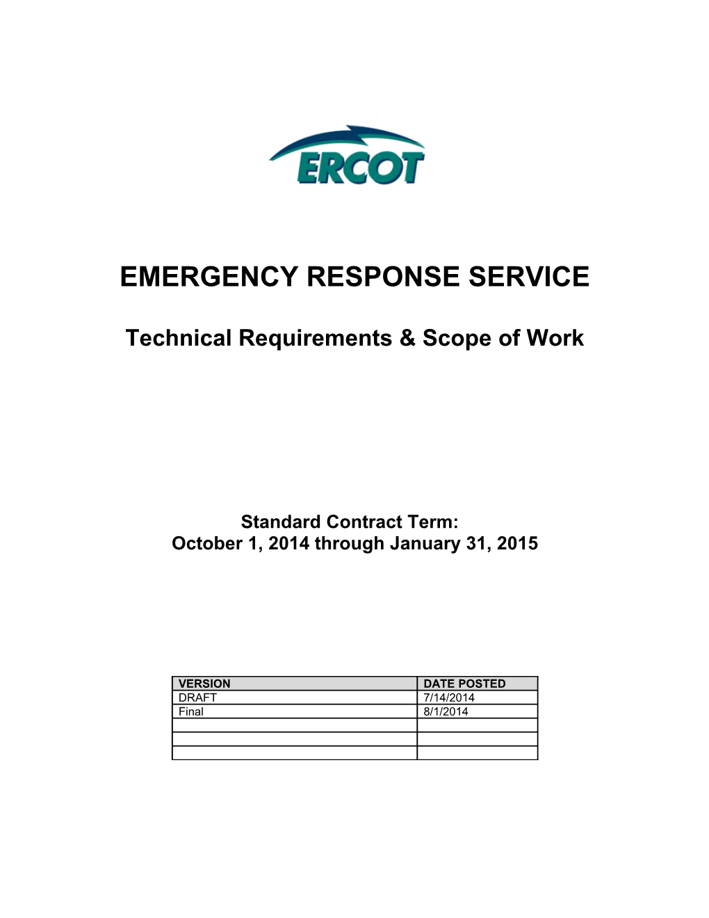 ERCOT Emergency Response Service