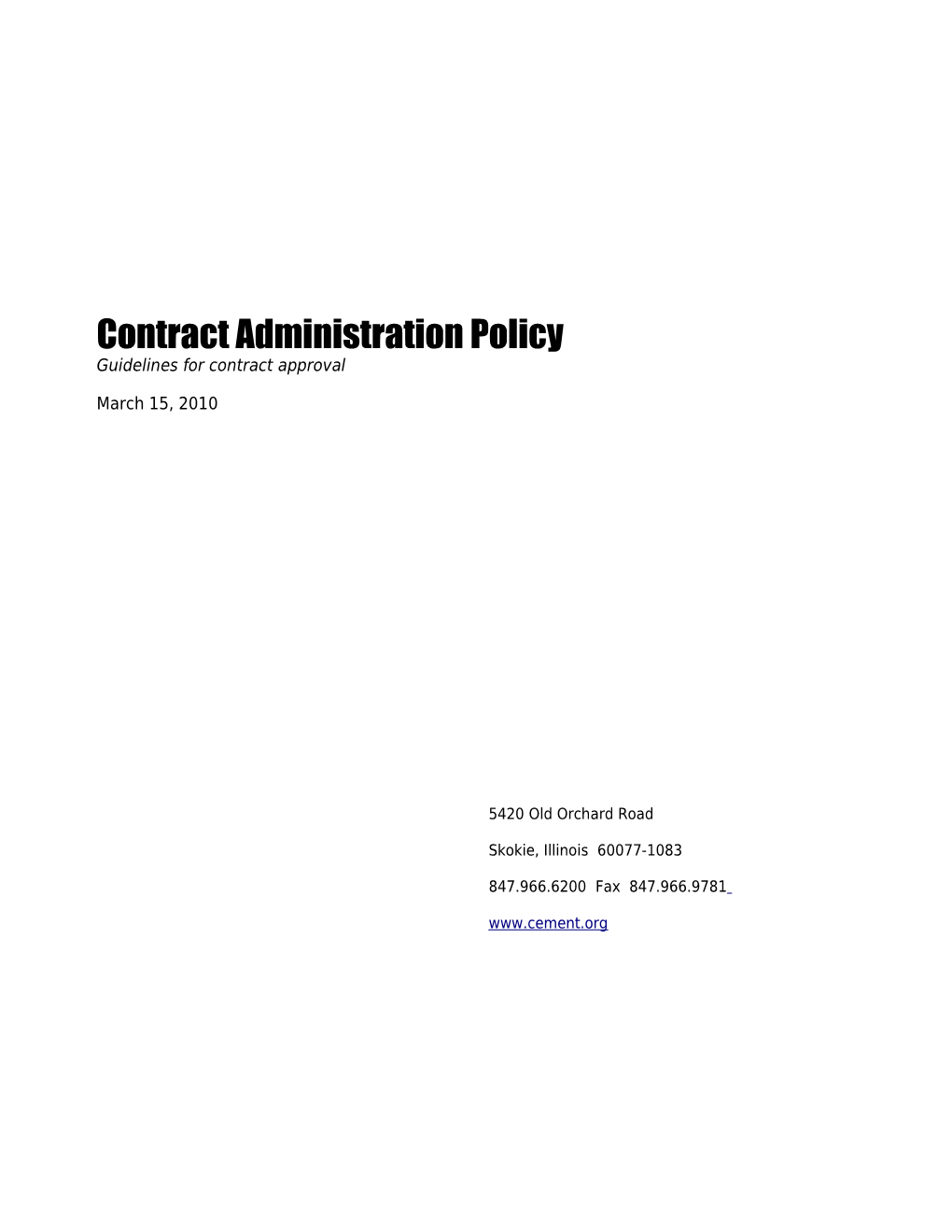 PCA Contract Administration Policy
