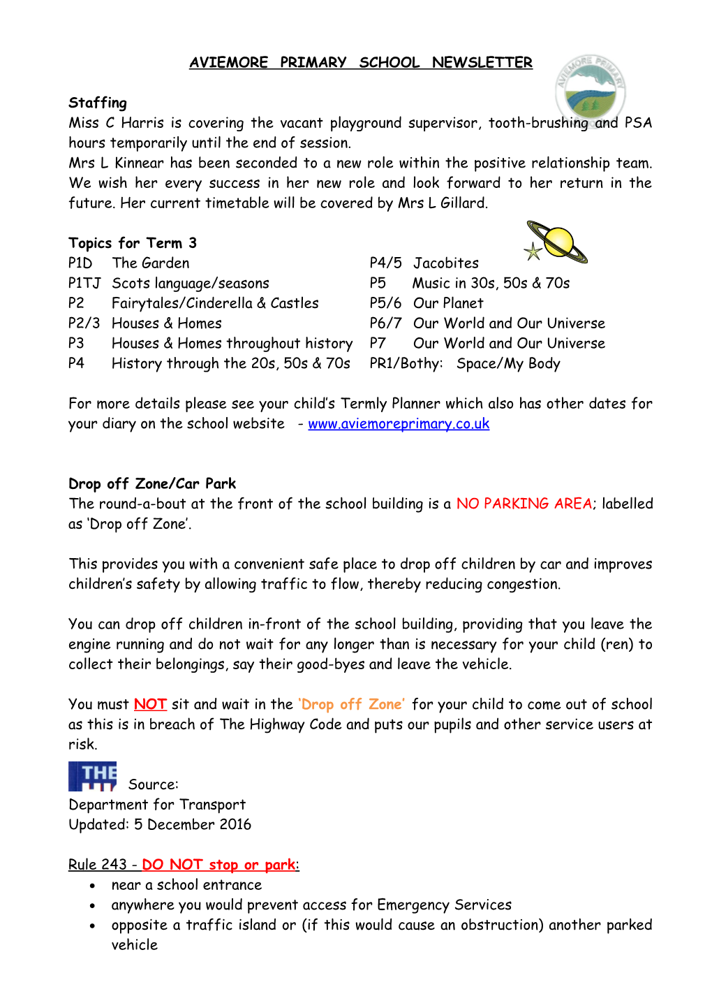 Aviemore Primary School Newsletter