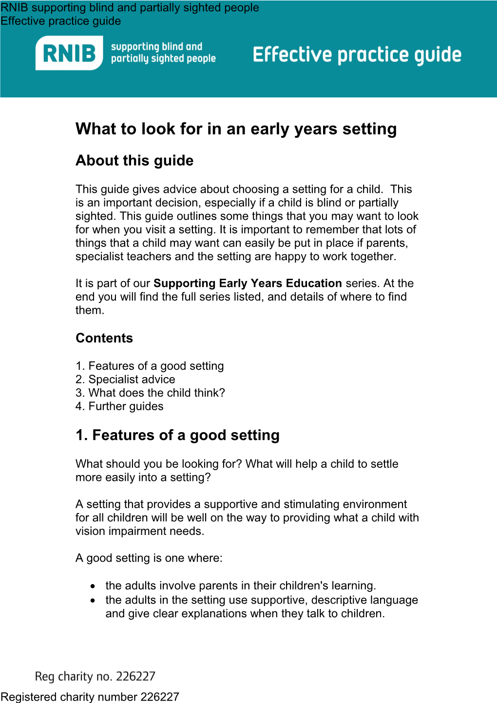 What to Look for in an Early Years Setting