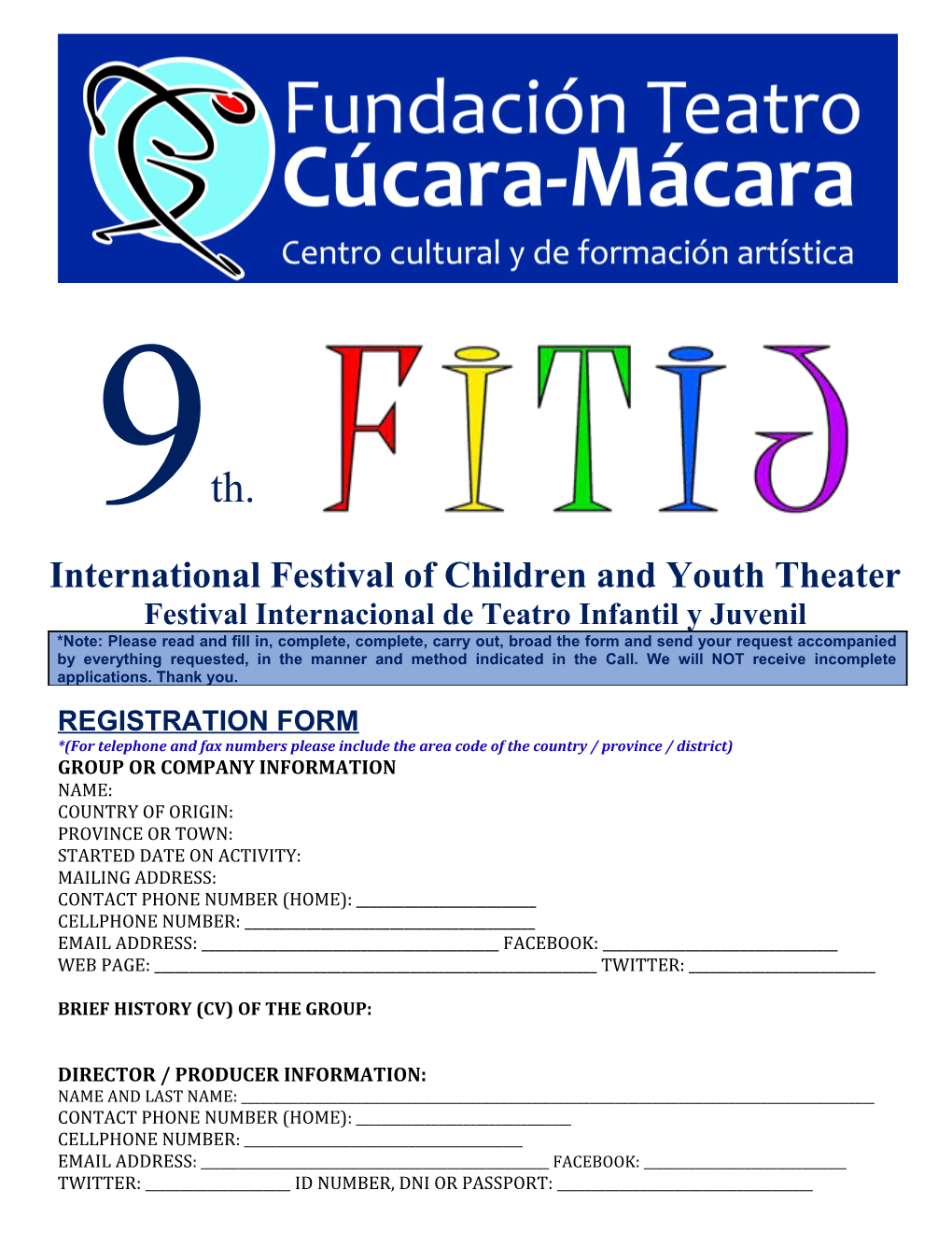 International Festival of Children and Youth Theaterfestival Internacional De Teatro Infantil
