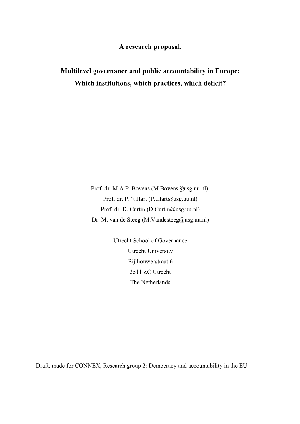 Multilevel Governance and Public Accountability in Europe: Which Institutions, Which Practices