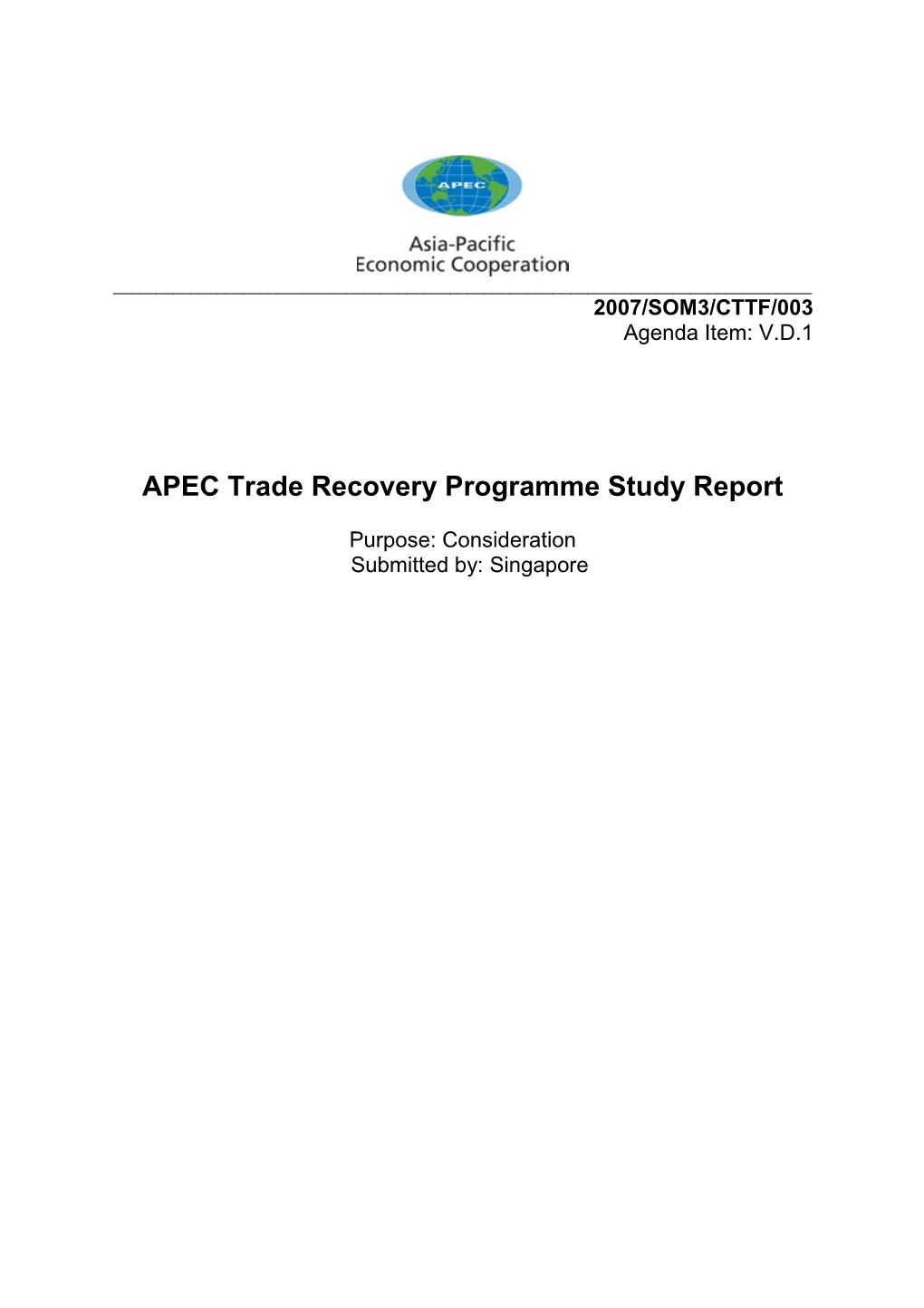 Annex to the Study Report on Trade Recovery in Apec