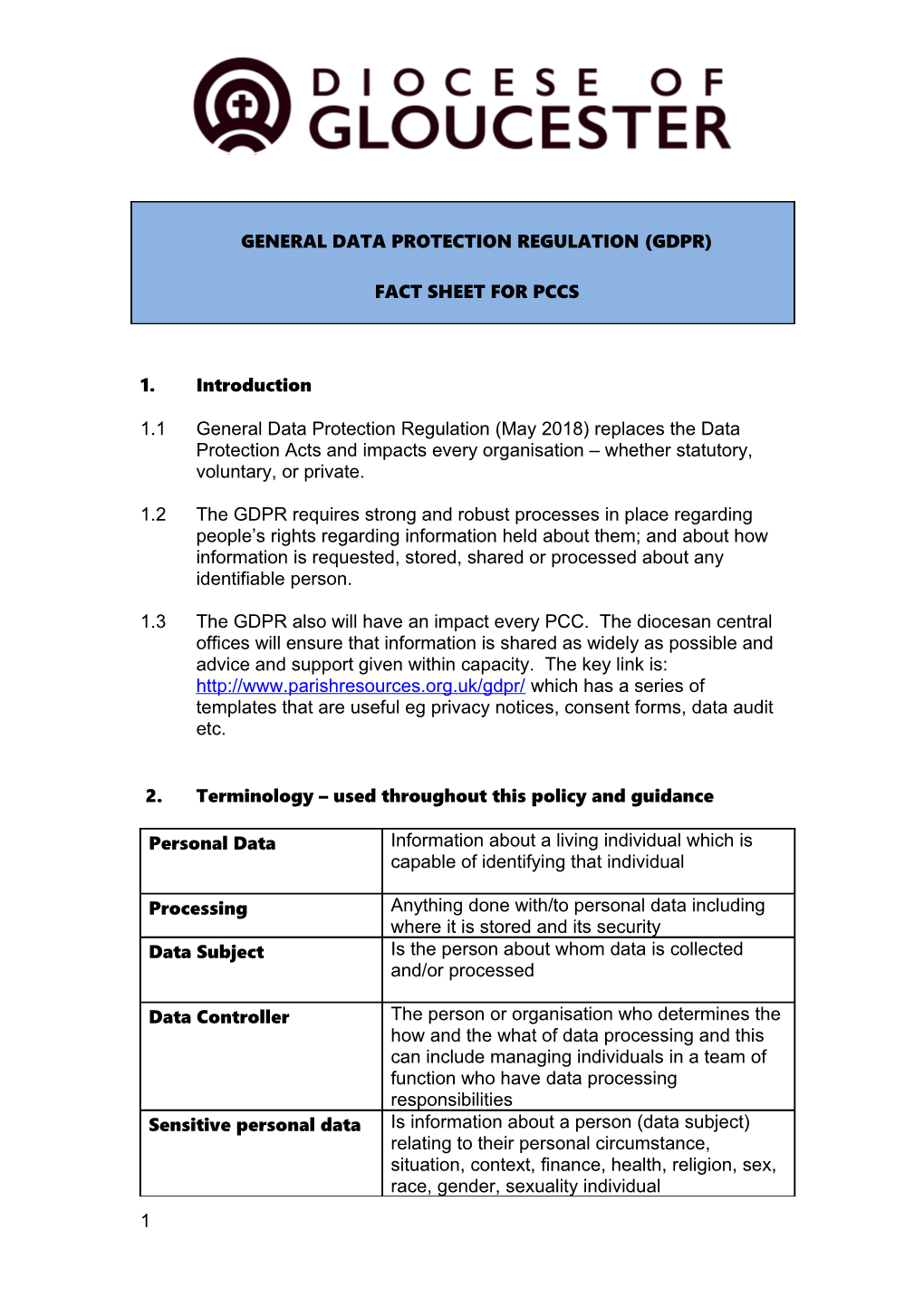 2.Terminology Used Throughout This Policy and Guidance