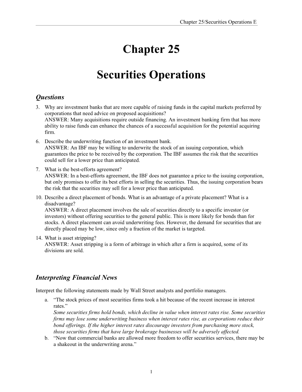 Securities Operations