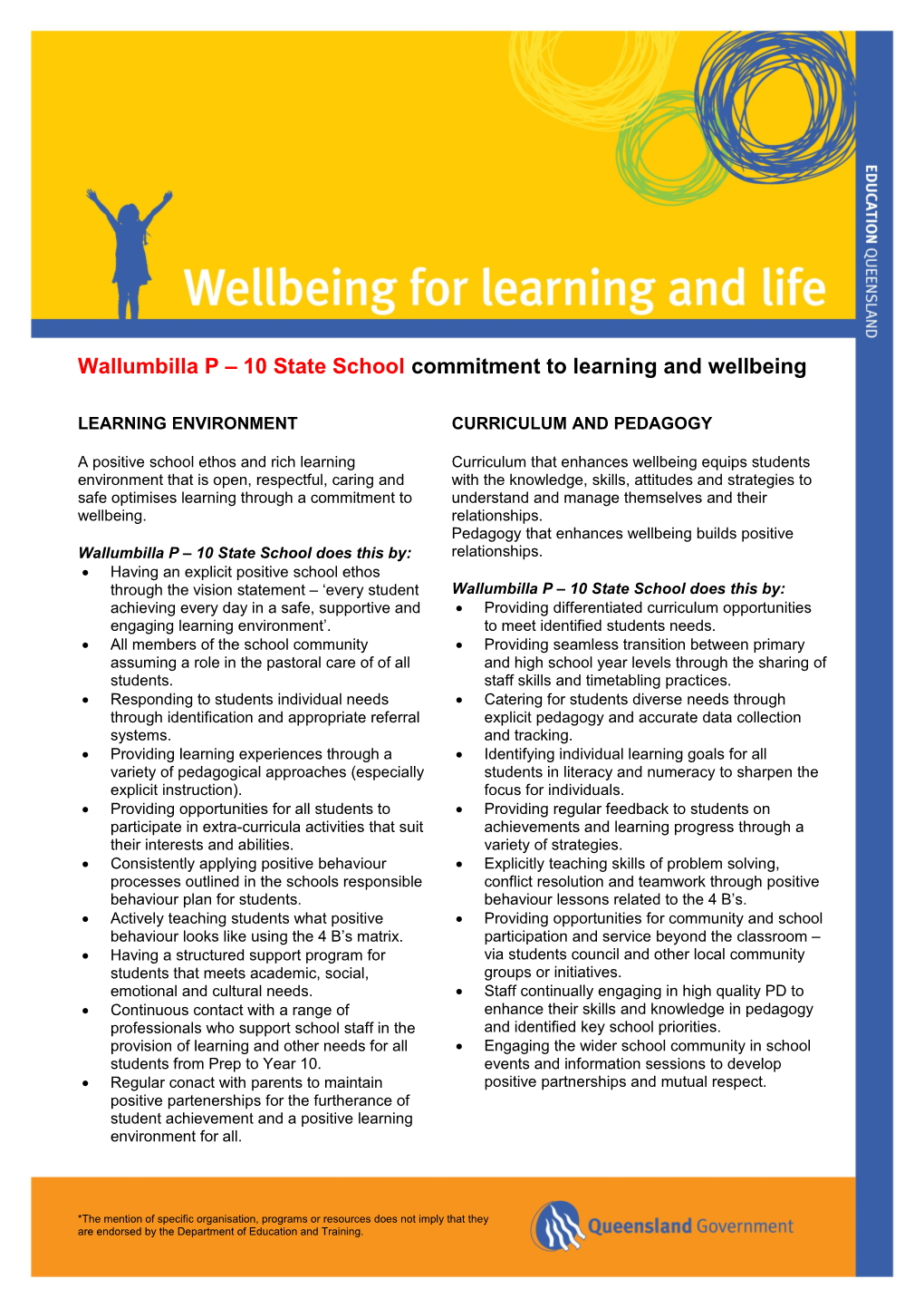 Learning and Wellbeing Framework 2013