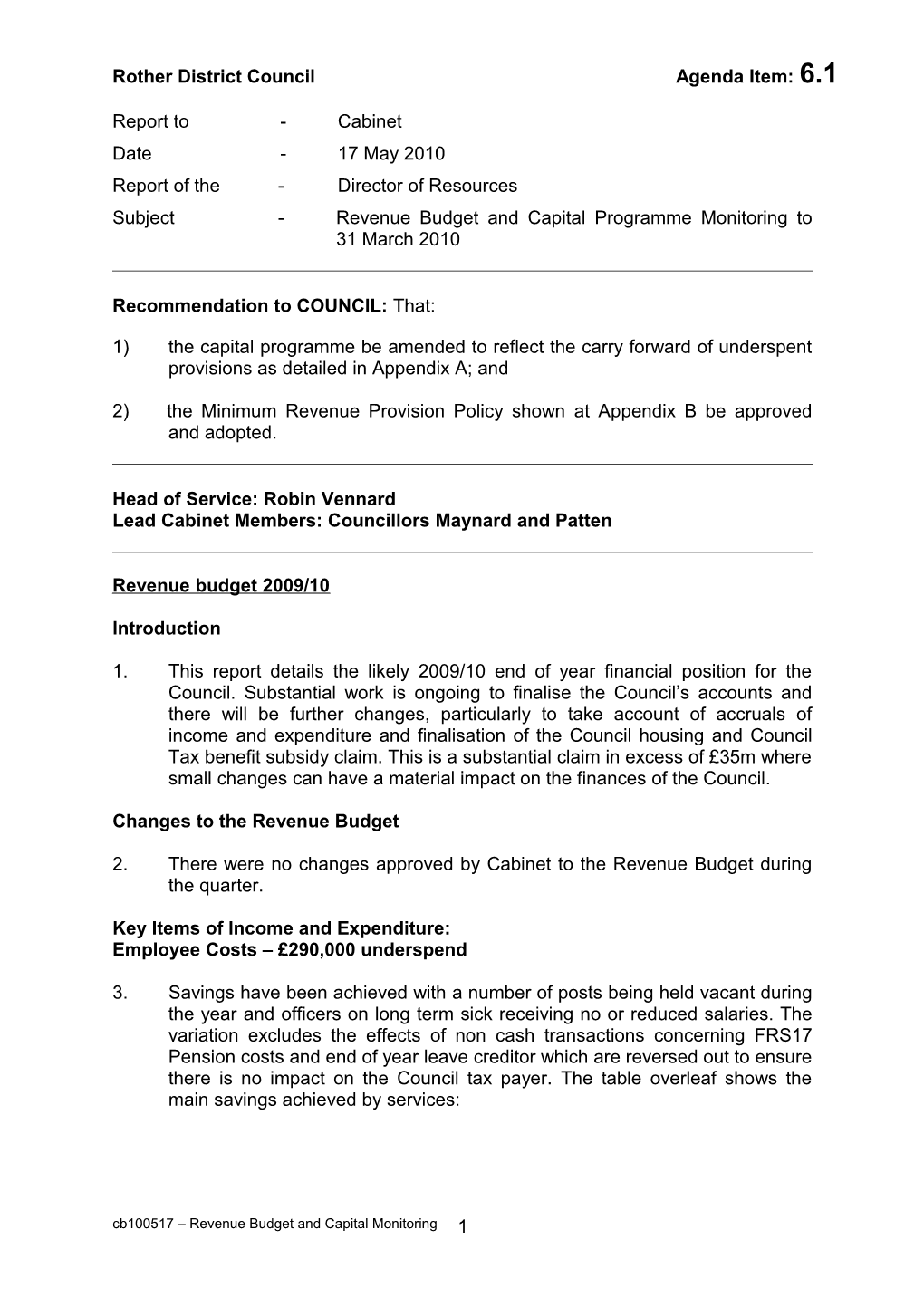 Rother District Council Agenda Item: 6.1