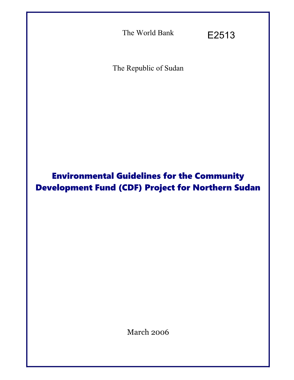 Community Development Fund Project(CDF) Sudan