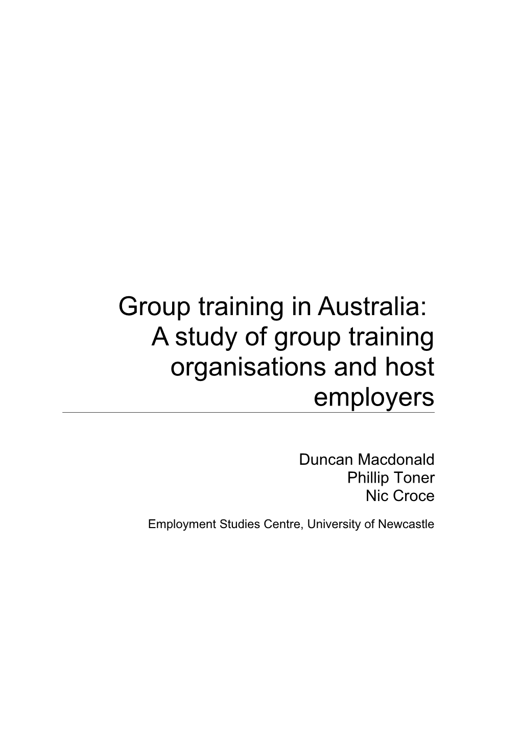 Group Training in Australia