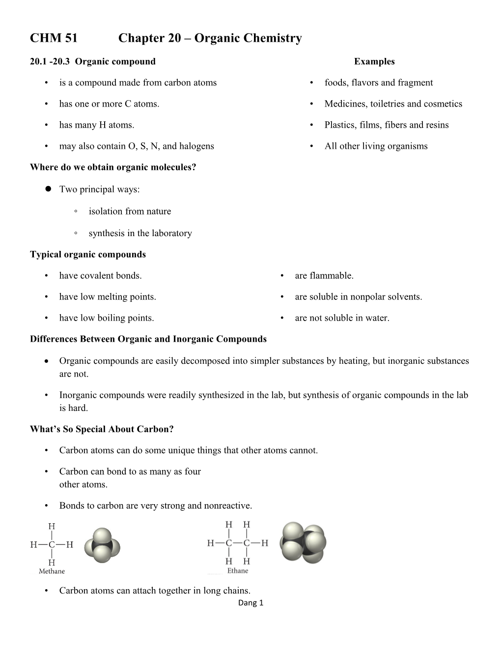 CHM 51Chapter 20 Organic Chemistry