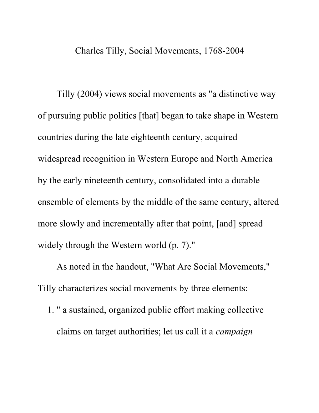 Charles Tilly, Social Movements, 1768-2004