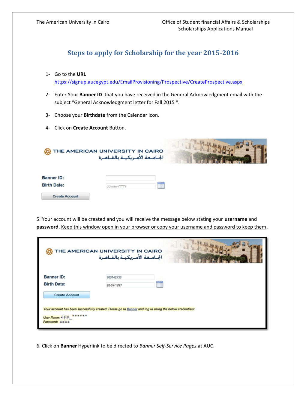 Steps to Apply for Scholarship for the Year 2015-2016