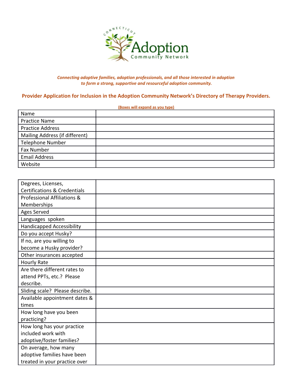 Connecting Adoptive Families, Adoption Professionals, and All Those Interested in Adoption