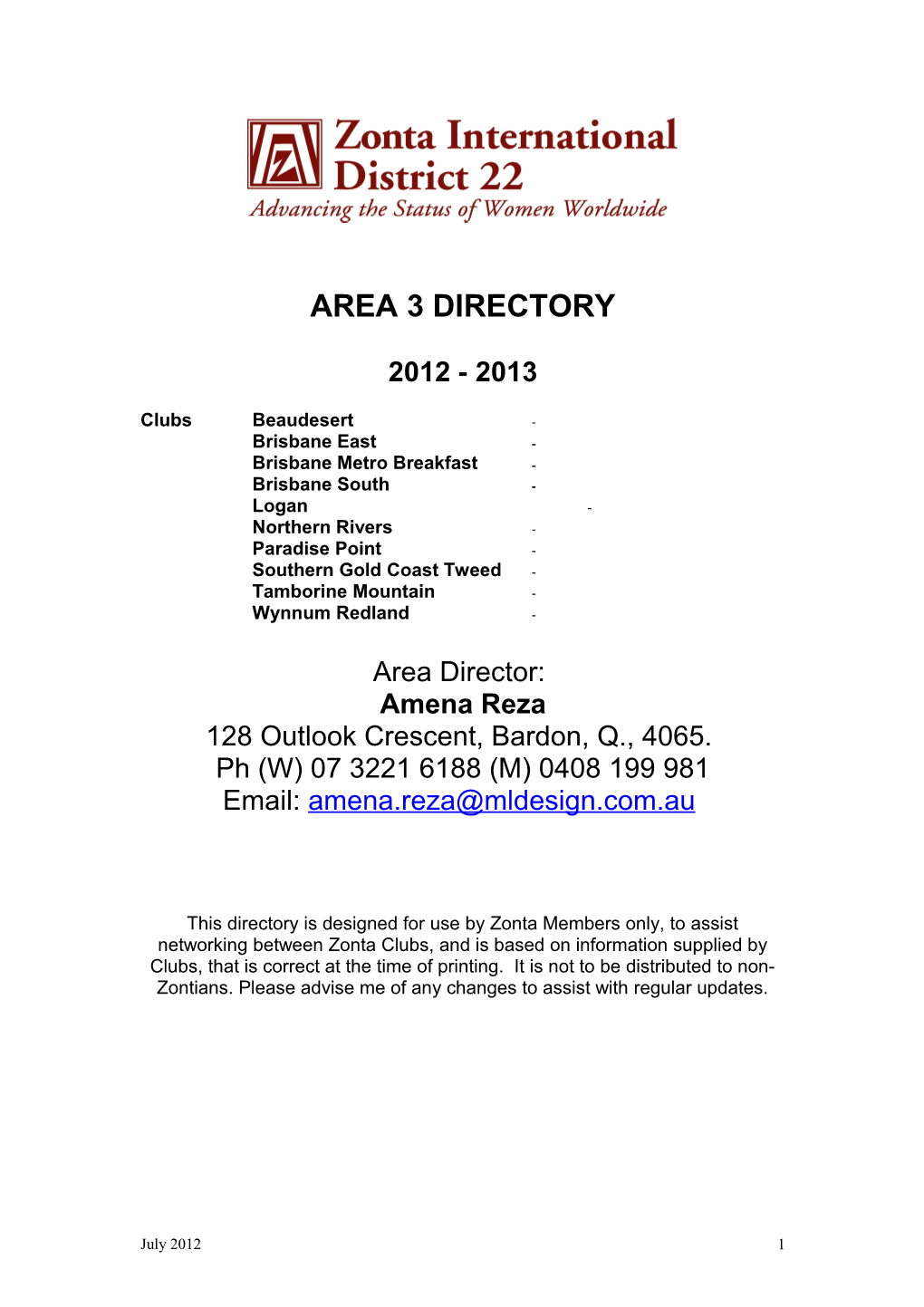 Area 3 Directory