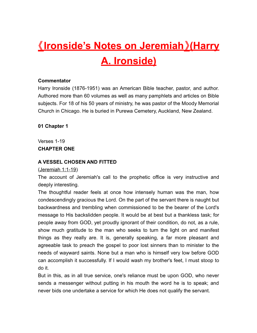 Ironside S Notes on Jeremiah (Harry A. Ironside)