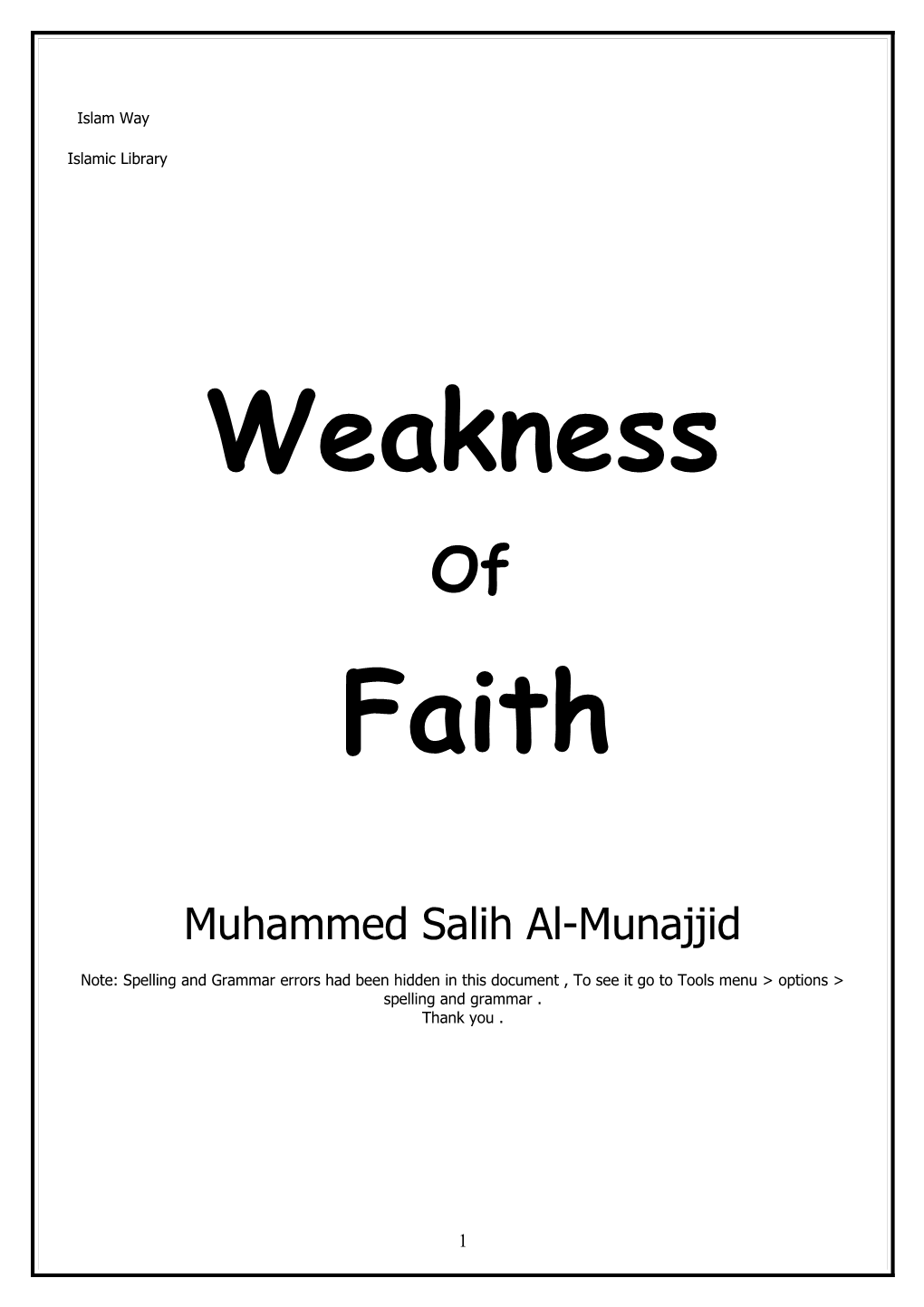 Weakness of Faith