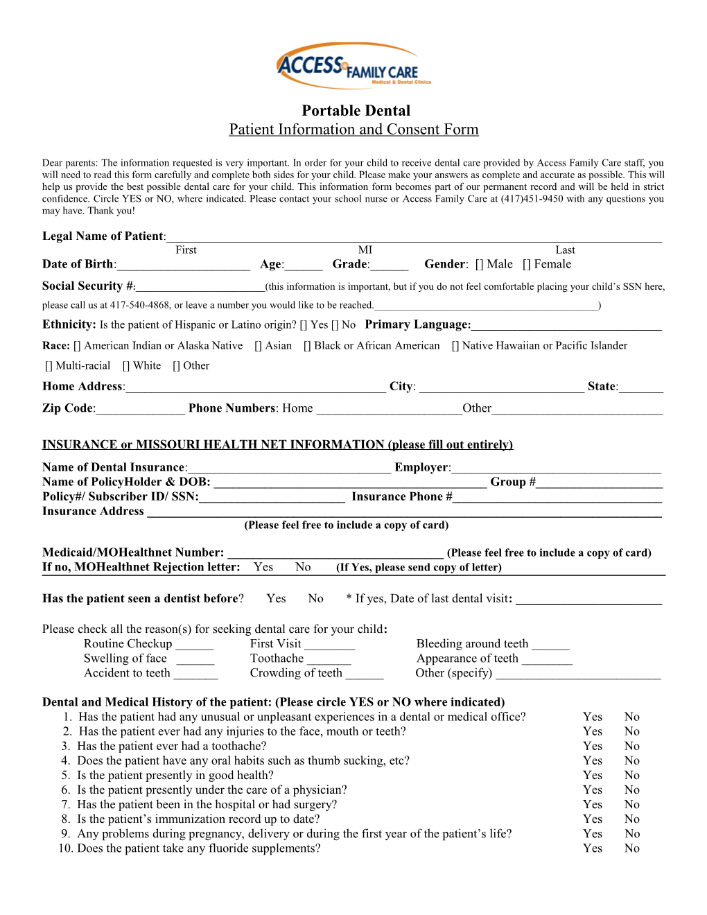 Patient Information and Consent Form