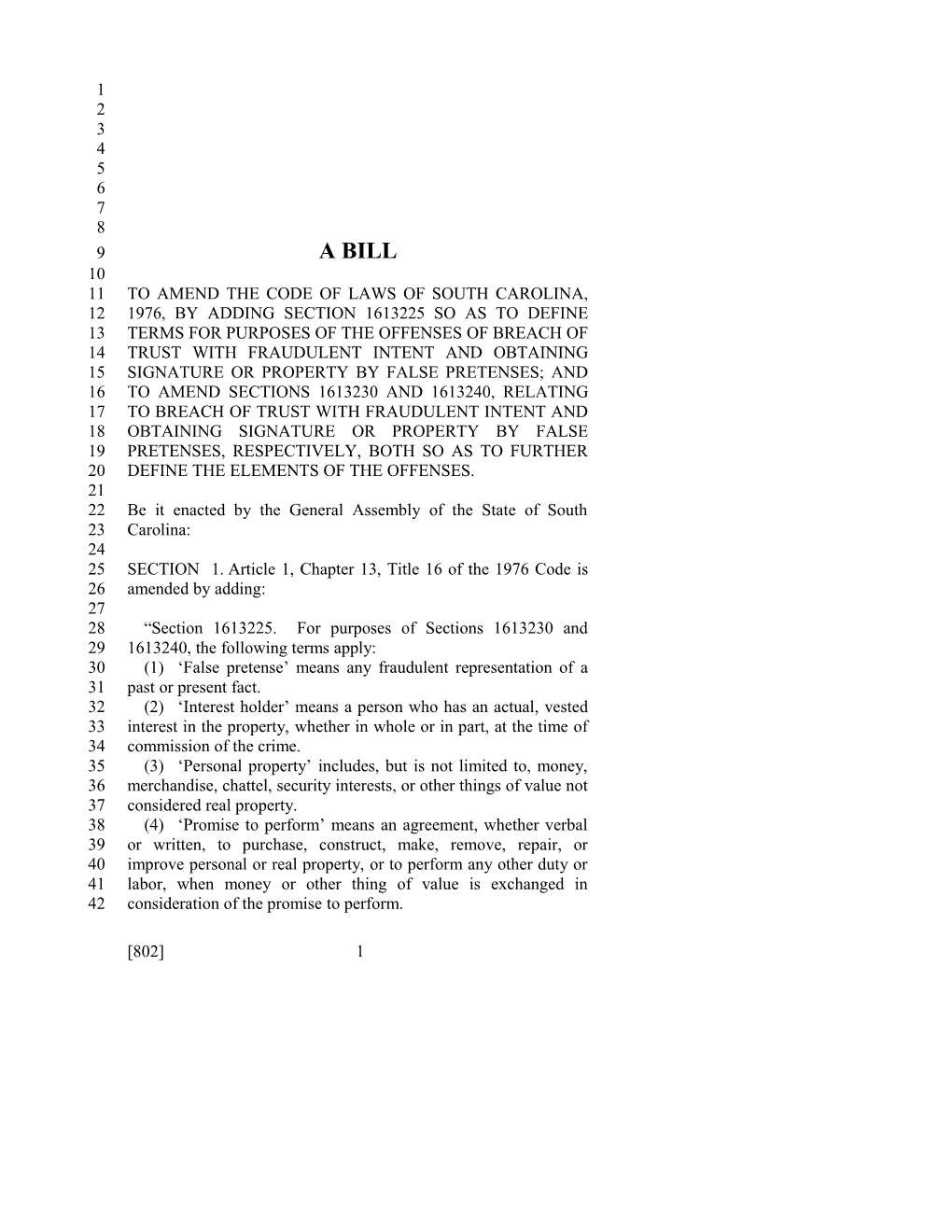 2017-2018 Bill 802 Text of Previous Version (Dec. 6, 2017) - South Carolina Legislature Online