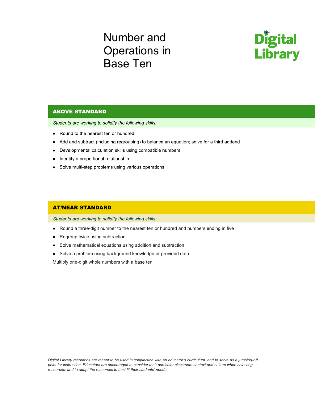 GRADE 3Number and Operations in Base Ten