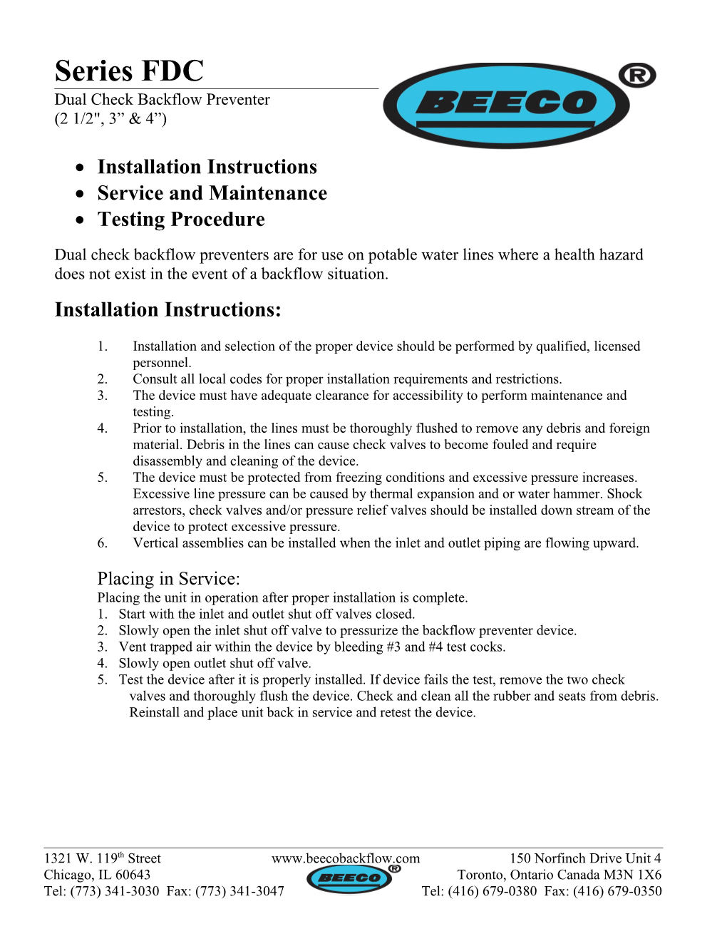 Dual Check Backflow Preventer