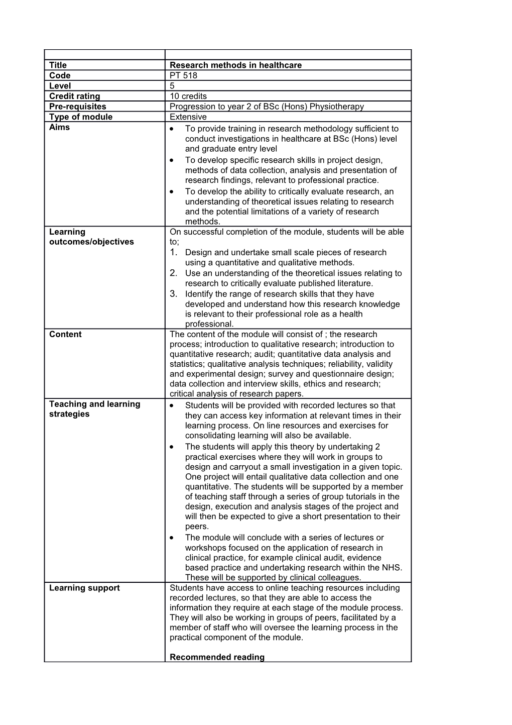 To Provide Training in Research Methodology Sufficient to Conduct Investigations in Healthcare