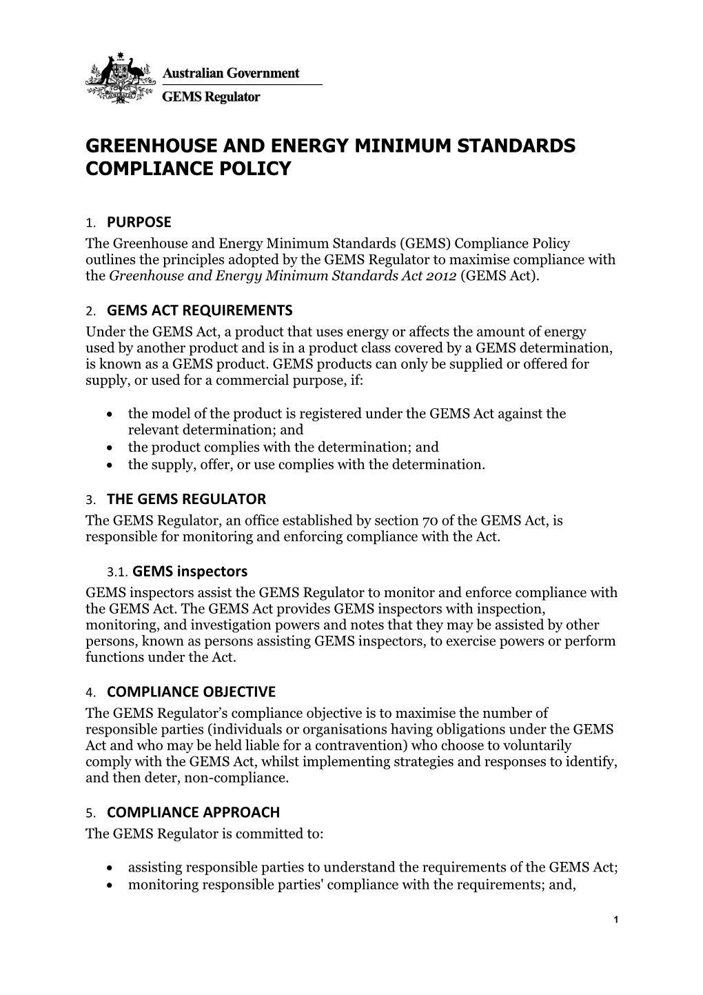 GEMS Compliance Policy 201505