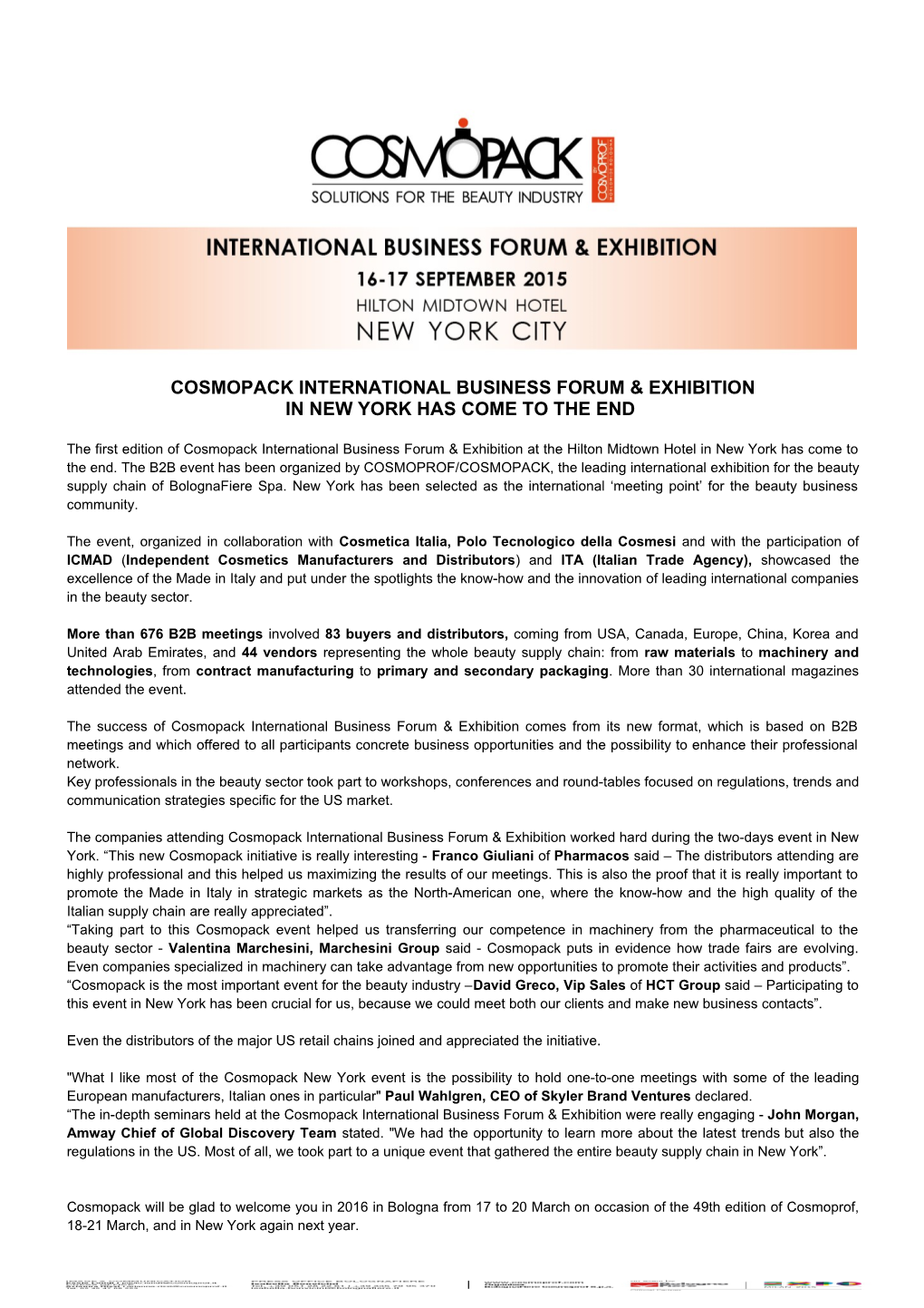 Cosmopack International Business Forum & Exhibition