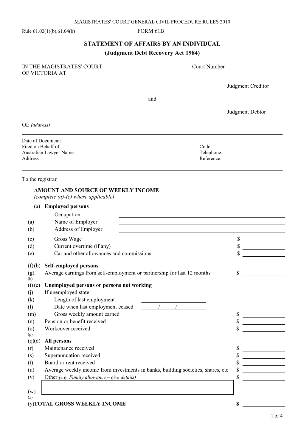 Form 61B - Statement of Affairs Individual (Word 231KB)