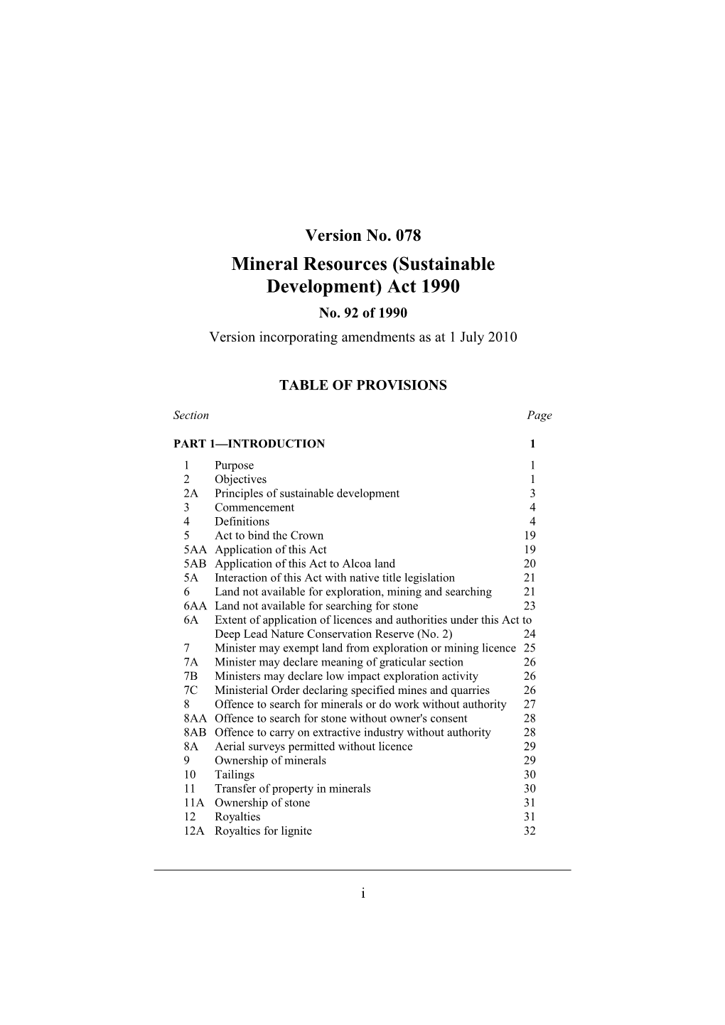 Mineral Resources (Sustainable Development) Act 1990