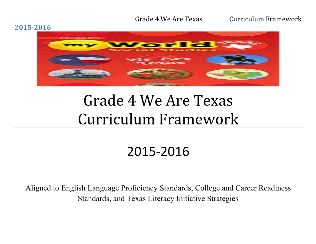 Grade 4 We Are Texas Curriculum Framework