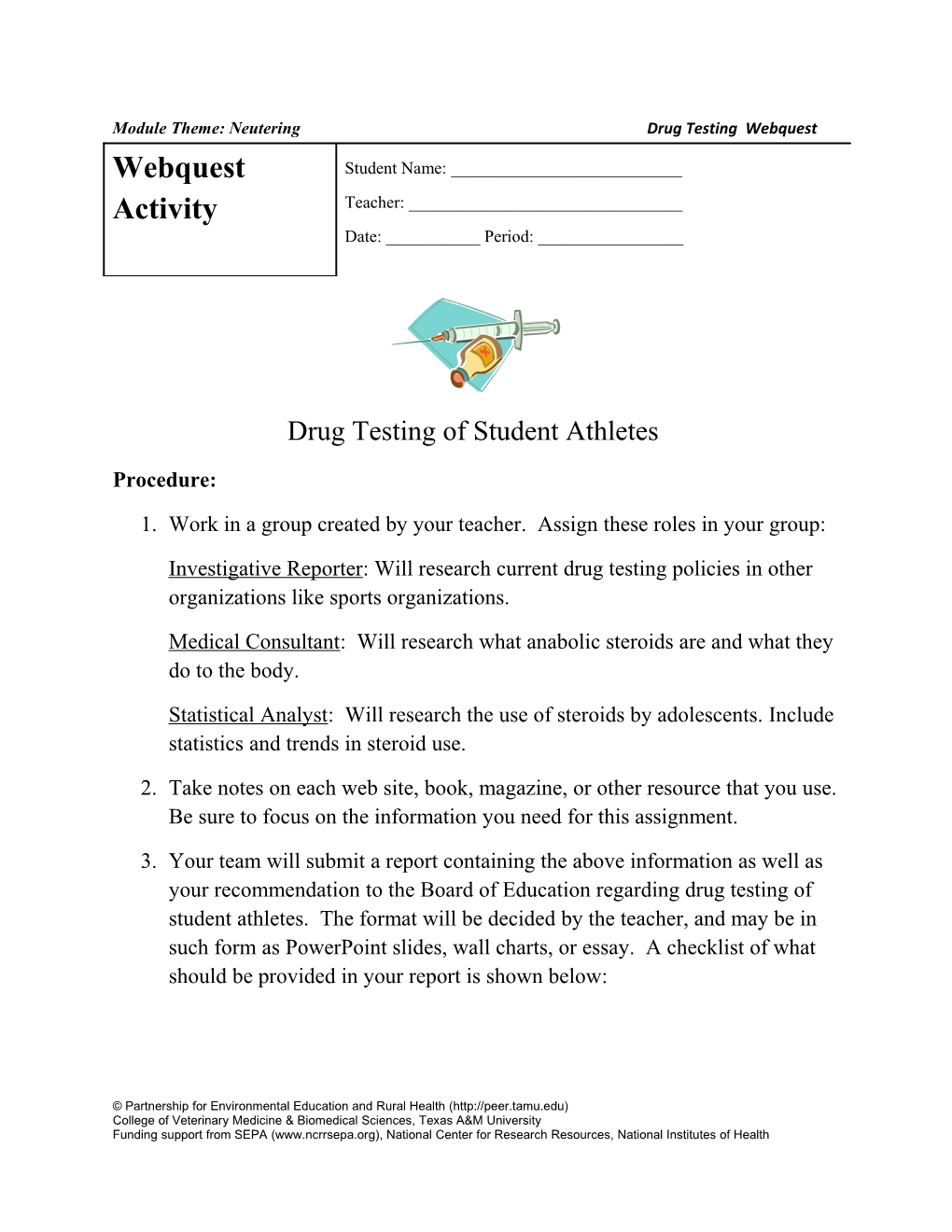 Drug Testingof Student Athletes