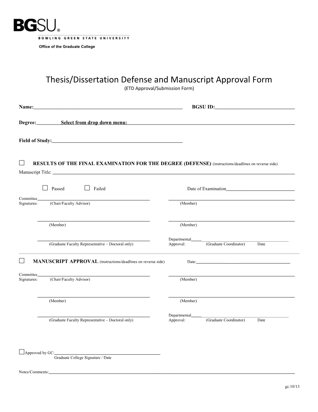 ETD Approval/Submission Form