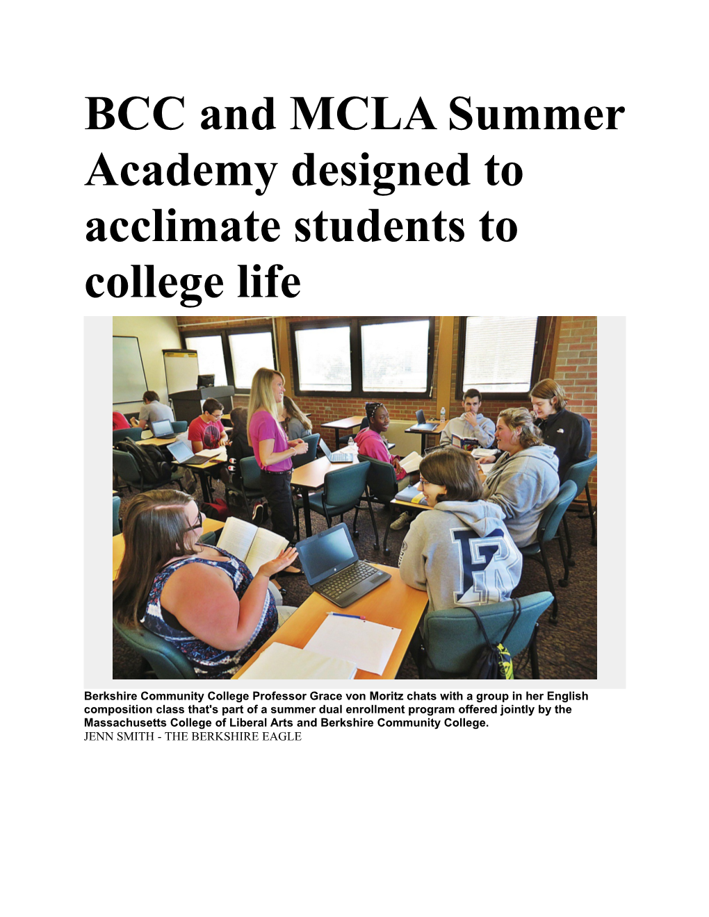 BCC and MCLA Summer Academy Designed to Acclimate Students to College Life