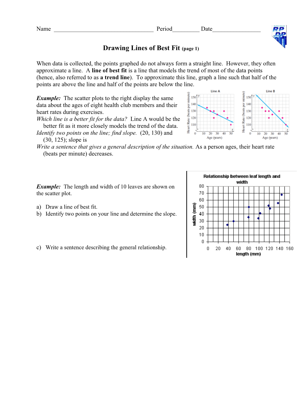 Drawing Lines of Best Fit(Page 1)