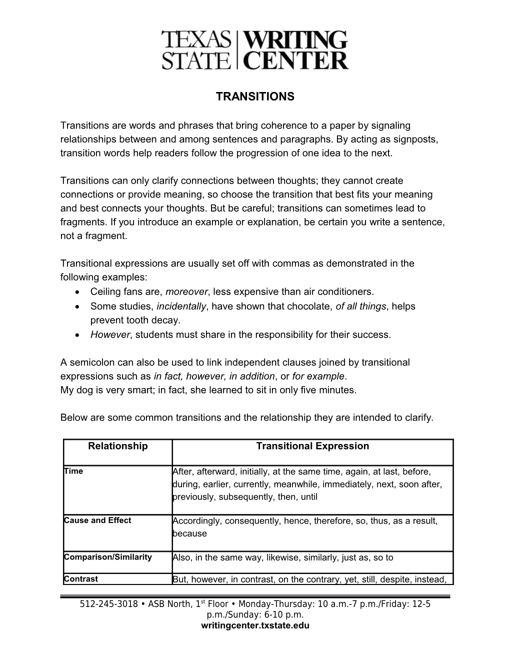 Transitions Are Words and Phrases That Bring Coherence to a Paper by Signaling Relationships