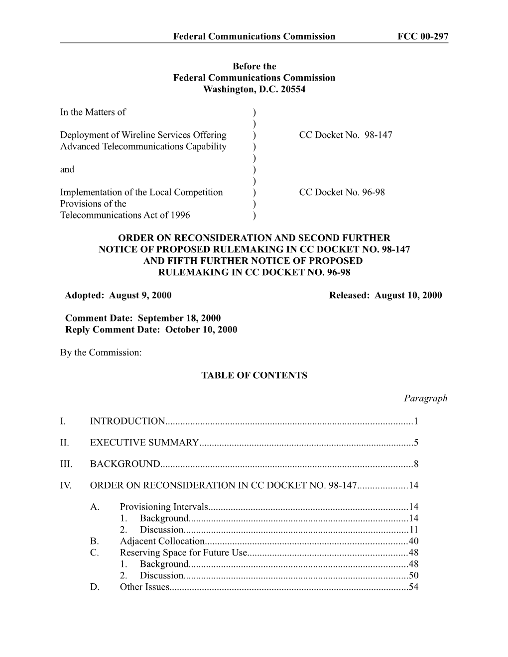 Federal Communications Commissionfcc 00-297