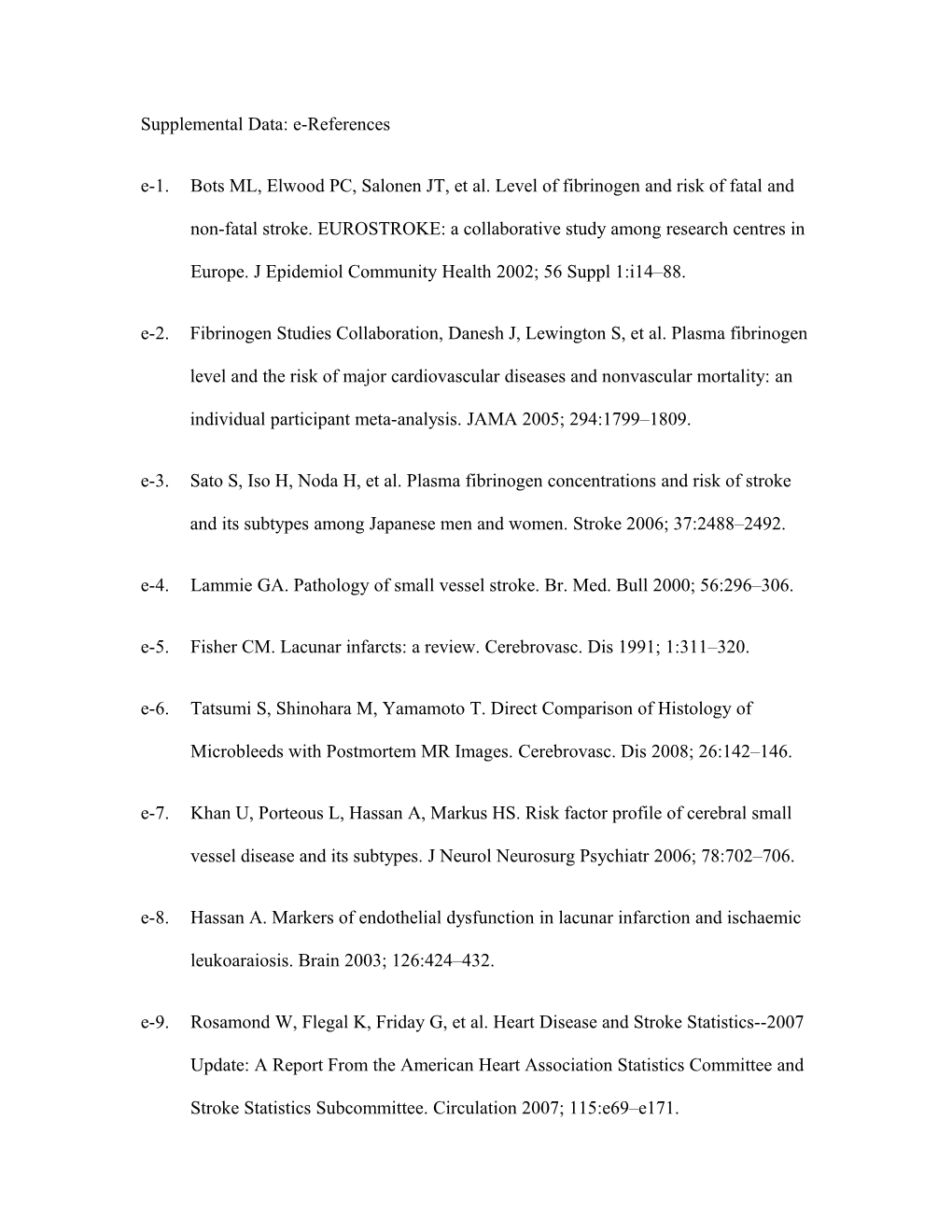 Supplemental Data: E-References