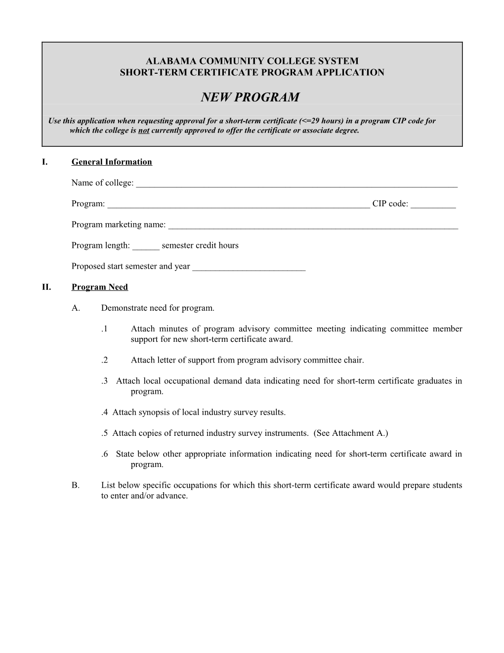 New Program Application Form.Wpd