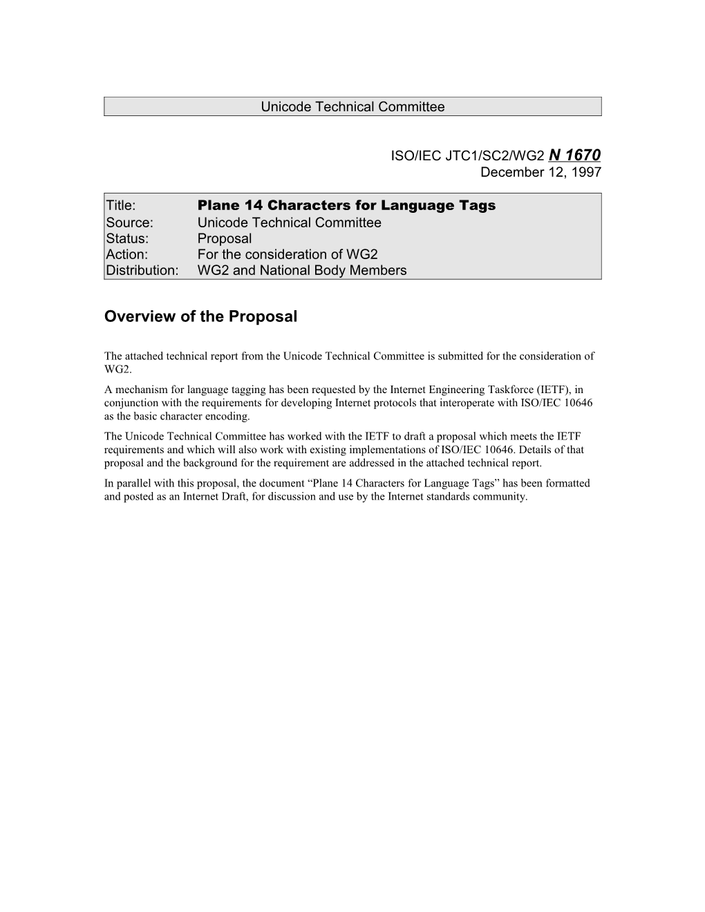 Document ID: X3L2/96-111 and UTC #71(1996-12-05)