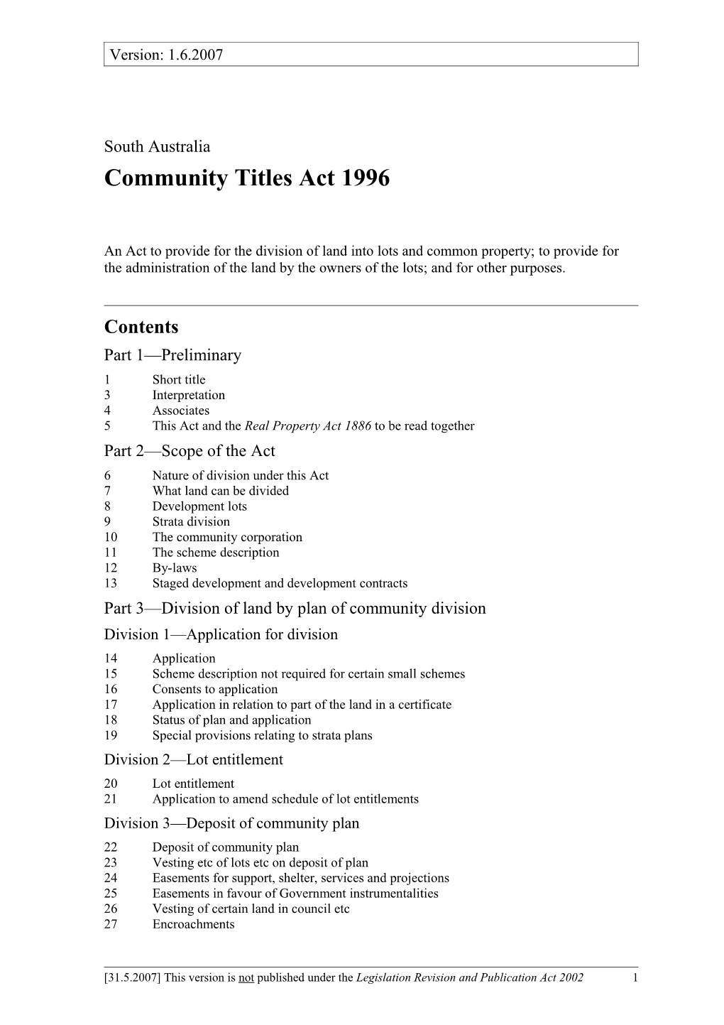 Community Titles Act1996