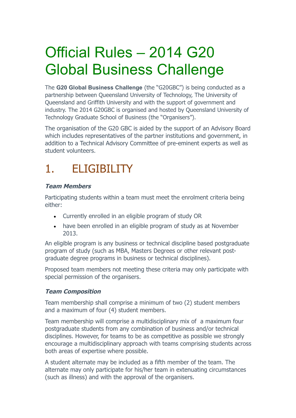 Official Rules 2014 G20 Global Business Challenge