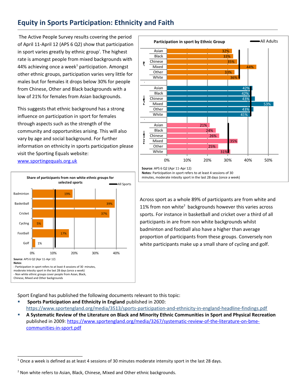 Equity in Sports Participation: Ethnicity and Faith