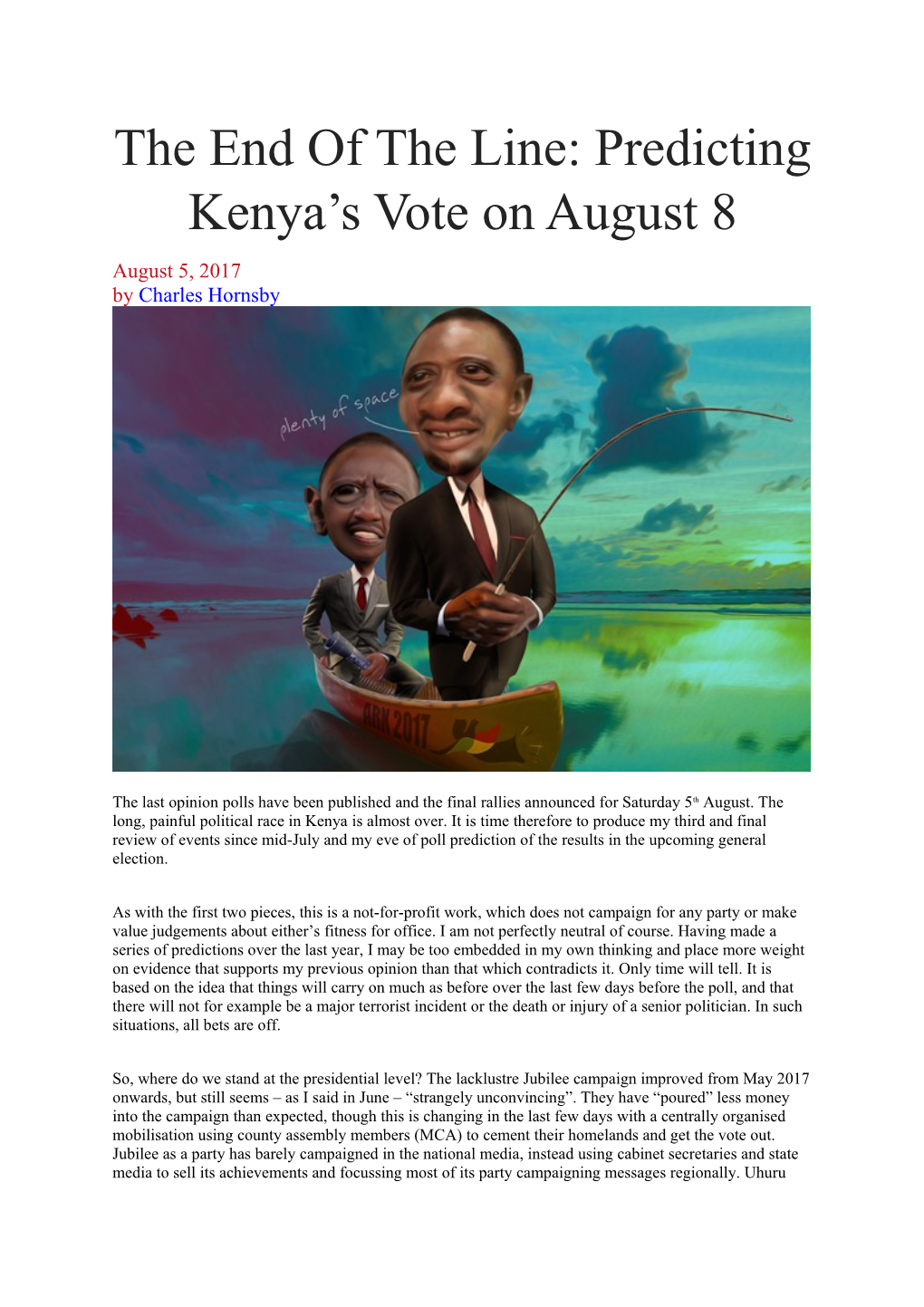 The End of the Line: Predicting Kenya S Vote on August 8