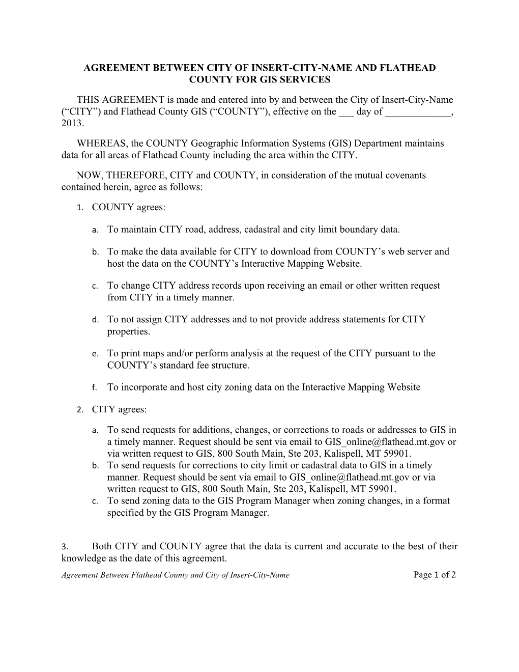 Agreement Between Fidelity National Title Group and Flathead County for the Digitized Images