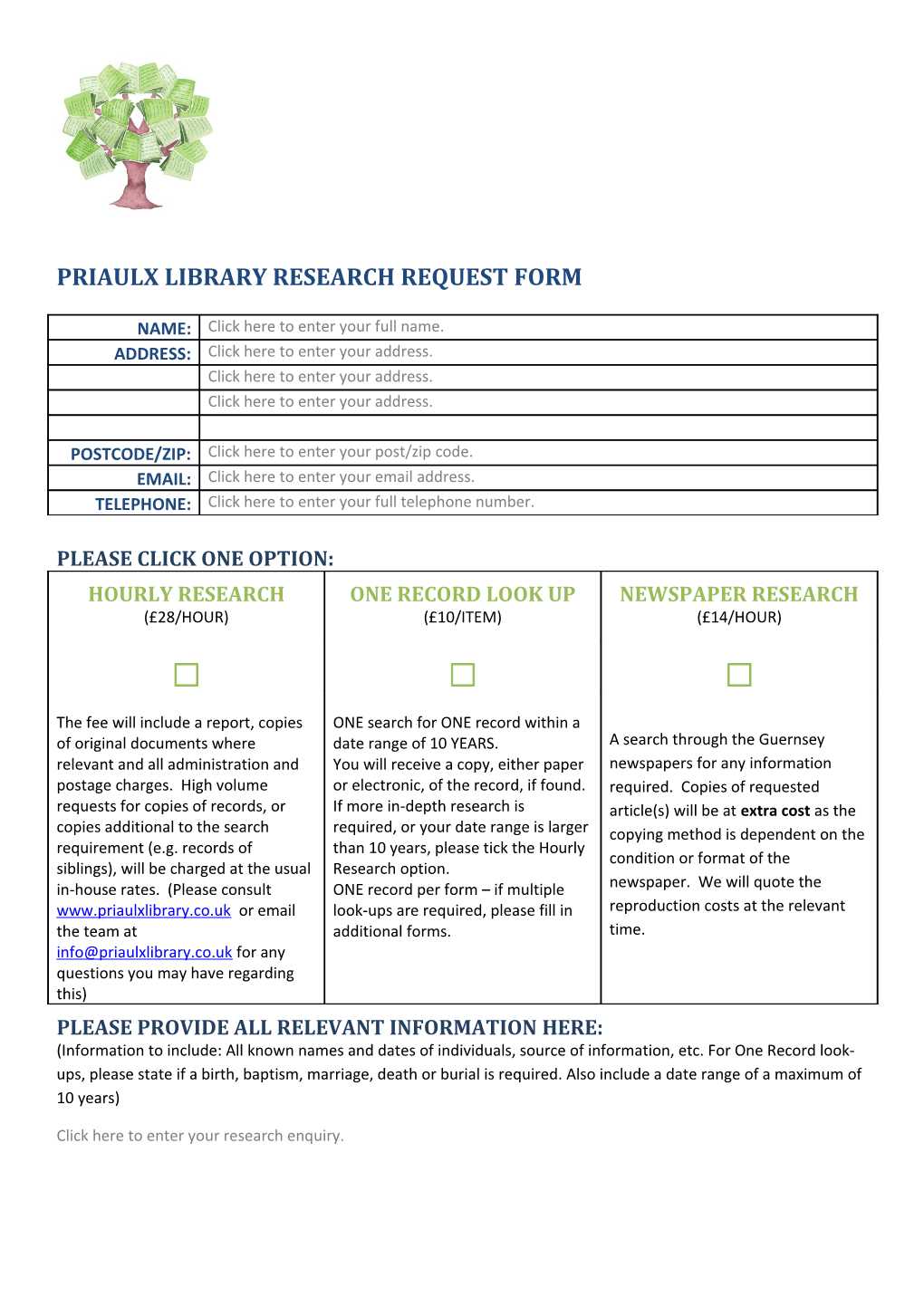 Priaulx Library Research Request Form