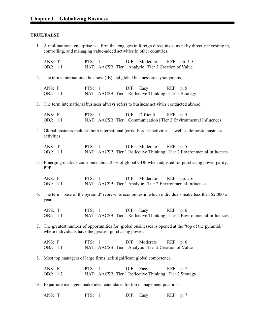 Chapter 1 Globalizing Business